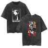 Camiseta lavada nueva de comercio exterior, anime animal rhapsody Beastars, informal, de algodón, de verano, de manga corta