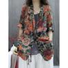 Ropa de Mujer de Algodón y Lino 2026 Verano Nuevo Estilo Estampado Retro Holgado Elegante Casual Versátil Blazer de Manga Larga