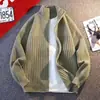 Cárdigan de punto informal estilo coreano con cuello mao para hombre, suéter de color liso de moda para otoño e invierno, chaqueta casual de alta gama