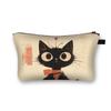 Fornecimento do Fabricante Bolsa de Cosméticos Gato de Desenho Poliéster Bolsa de Mão de Grande Capacidade Bolsa de Armazenamento Necessaire Respirável e Leve