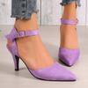 Comercio exterior transfronterizo 2024 Verano Nuevos zapatos de tacón alto con hebilla cuadrada puntiaguda de moda Sandalias Baotou de tacón de aguja para mujer