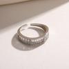 Plata Esterlina S925 Diseño Original Deslumbrante Irregular Fila de Diamantes Brillantes Anillo de Diamantes Anillo Abierto para Mujeres Nobles Europeo y Americano Transfronterizo
