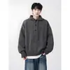 Suéter com capuz versátil de inverno, blusa de tricô da moda de caimento solto, peça de vestuário externa masculina com toque de alta qualidade