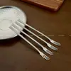 Aço Inoxidável 304 Colher de Café Colher de Mexer Copo com Mini Colher Exquisita Retro Cabo Longo Garfo de Frutas Sobremesa