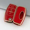 Adecuado para Cubierta de Llave Ford Ecosport, Ford Focus, Fiesta, Kuga, Edge y Otros Modelos con Hebilla de Concha Borde Dorado