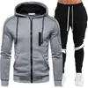 Sudadera con capucha de estilo nuevo para hombre, para primavera y otoño, ropa deportiva con cremallera, conjunto de chándal casual para hombre