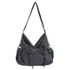 Bolso de hombro de gran capacidad de estilo coreano de moda, nuevo modelo 2026, bolso cruzado de nailon de color liso, bolso de lona de color liso versátil y casual
