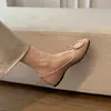 Sapatos rasos de salto embutido Chuyuji estilo francês com fivela quadrada e sola reta para mulheres, novo modelo 2026, bico quadrado de sola macia, estilo elegante e gentil