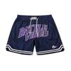 Pantalones cortos deportivos bordados retro americanos para hombres y mujeres, de marca de moda, holgados, de malla transpirable, de color azul, con diseño transfronterizo.