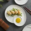 Plato Dividido Nube Espiral de Cerámica para Factory Dumplings Sushi con Plato para Vinagre Creativo Hotel Restaurante Plato para Papas Fritas Camarones