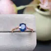 Anillo de Zafiro Azul Real Natural Color Buen Grano Plata S925 Seiko Incrustado Tamaño Piedra Principal 6*7mm
