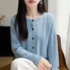 Cardigã retro de tricô trançado com gola redonda para mulheres, de manga longa, abotoamento simples, macio e confortável, adequado para outono e inverno, elegante e versátil para o trabalho ou uso casual