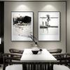 Wu Guanzhong Pintura de Tinta Pueblo de Agua de Jiangnan Nuevo Estilo Chino Combinación para Sala de Estar Pintura Decorativa Restaurante Fondo Casa de Huéspedes Pintura Colgante