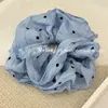 Tela de color coreano punto de ola anillo para el pelo de intestino grueso flor para coleta simple cuerda para el pelo de cabeza cuerda para la cabeza moda de alta gama para mujer cuerda para el pelo de temperamento