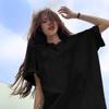 2022 Nova Maré de Verão Feminino Crewneck Brand Top Casual Loose Blended Cotton T-shirt Cross-border Tide Factory Taiwan Micro Negócios