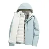 Chaqueta Downstorm Tres en Uno para Mujer con Forro de Grafeno Set de Dos Piezas Impermeable Cortavientos Ropa de Senderismo y Montañismo para Hombre Estampado de Logo