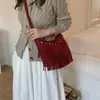 Bolso de Axila Estilo Denim de Nicho para Mujer Otoño 2025 Nuevo Bolso de Hombro Cruzado Bolso con Borlas Retro Bohemio