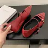 Sapatos Mary Jane Pointudos Franceses Femininos 2026 Verão Novo Estilo Tira Vermelha de Fivela Única Aumento de Altura Emagrecimento Versáteis Rasteirinhas