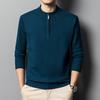 Suéter Casual de Media Cremallera de Lujo Ligero de Gama Alta para Hombre en Otoño e Invierno Engrosado y Cálido de Color Sólido Camiseta de Punto Básica para Hombre de Mediana Edad