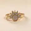 Anillos Abiertos Apilados de Sol y Luna Transfronterizos Nuevo Anillo Combinado de Diamantes Personalizado Transfronterizo Europeo y Americano