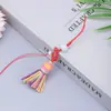 Nueva Cadena para Teléfono Móvil con Cordón de Abalorio de Jade Calabaza Accesorios Hilo de Algodón Corto Grueso Degradado Borla DIY Colgante Pequeño de Hilo de Algodón