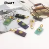 Wt-P2011 Exportación Más Vendido Pequeño Sol Dorado Incrustado Piedra Natural de Colores Colgante Rectangular Accesorios Hechos a Mano