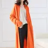 Estilo Super Largo 100% Lana Otoño/Invierno Nuevo Cárdigan Tejido Suéter Abrigo Estilo Perezoso Holgado para Mujer Versátil Largo