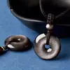 Colgante de collar con hebilla de paz de obsidiana plateada natural, colgante para llavero de 30 mm de diámetro, joyería para hombres y mujeres