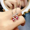 Pendientes de Rubí Natural Populares al por Mayor de Fábrica con Incrustaciones de Plata S925 Piedra Principal 4*6 Joyería de Lujo Directamente de Fábrica