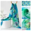 Nuevo Producto de Primavera: Bufanda de Seda Floral Verde para Mujer, Chal Largo de Seda, en Stock para Venta al por Mayor
