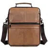 Dropshipping Internacional Bolsa de Ombro Masculina de Couro Genuíno Alta Qualidade Casual para o Dia a Dia Bolsa de Ombro Masculina Couro Bovino de Primeira Camada Vertical Transversal