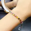 Venta al por mayor de fábrica Popular Pulsera de Turmalina Natural con Incrustaciones de Plata S925 Piedra Principal 4*6 Joyería de Lujo Venta Directa de Fábrica