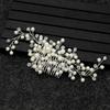Peineta de perlas hecha a mano para novia transfronteriza de comercio exterior, joyería para el cabello, accesorios para vestido de novia chapados en plata y cobre.