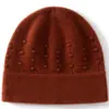 Gorro de punto 100% cachemir puro tridimensional para otoño e invierno, cálido y a prueba de frío, unisex, gorro de punto simple y versátil