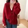 Cárdigan de punto estilo coreano con cuello en V y botones de cuerno, top nuevo de otoño e invierno 2024, suéter exterior suelto suave y ceroso, abrigo para mujer