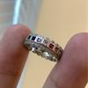 Anillo Abierto de Plata Tailandesa Vintage con Encaje y Zircón Arcoíris para Mujer, Diseño Nicho de Lujo Ligero Exquisito, Estilo Cool de Personalidad