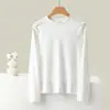 Camiseta de Manga Larga Adelgazante con Hombros Fruncidos Moda Otoño e Invierno Mousse Terciopelo Cálido Talla Grande Cuello Redondo Camiseta Básica Top Versátil
