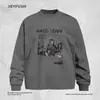 Camiseta de manga comprida com estampa de personagem estilo americano para homens, coleção primavera/outono, corte solto, moda de rua, estilo hip-hop, gola redonda, top casual