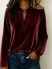 Novas blusas femininas transfronteiriças europeias e americanas da Amazon outono e inverno casual cor sólida gola V solta de veludo
