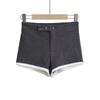 Shorts Casuales de Verano de Cintura Alta con Contraste de Estilo Francés, de Combinar con Todo, Adelgazantes, Pantalones Cortos Ajustados para Chicas Atrevidas, Pantalones Rectos Pequeños para Niños
