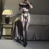 Medias sexys de encaje con liguero, lencería de una pieza, medias negras y blancas, pantimedias para la noche sin quitar, medias largas