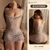 Lencería Sexy Manyan, Falda de Tirantes Floral Dulce Transparente Sexy, Falda Corta, Puro Deseo 900351