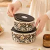 Juego de Tres Tazones Cerámicos para Conservar Frescura con Tapas, Caja Grande de Plástico para Conservar Frescura Apta para Microondas, Caja para Frutas al por Mayor