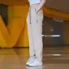 Pantalones Casuales de Lino y Seda Helada para Hombre, Estilo Delgado de Verano, Nuevo Modelo 2025, Cintura Elástica, Pantalones Rectos Holgados para Hombres de Mediana Edad