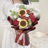 Producto Terminado de Girasol Tejido a Mano, Ramo de Hilo para el Día del Maestro, Regalo Souvenir, Flores Artificiales Tejidas Simuladas al por Mayor
