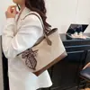Bolso de Mano Transfronterizo de Gran Capacidad para Mujer 2025 Nuevo Estilo Textura Simple Empalme Bolso de Hombro Bolso Tote Casual para Viajes Diarios