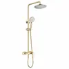 Juego de ducha de cobre de alta calidad, para uso doméstico, con salida dual para regadera superior y de mano, para baño