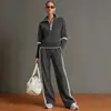 Ropa de Mujer Europea y Americana 2026 Estación Independiente de Amazon Chaqueta con Cremallera de Moda Conjunto de Dos Piezas de Ropa Deportiva
