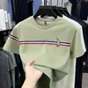 Camiseta de Manga Corta para Hombre Estilo Coreano Nuevo de Verano con Bordado de Pony, Top Cómodo a Rayas Estilo Old Money para Hombre Venta al por Mayor