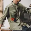 Camisa Casual Retro Estilo Americano para Hombre de Manga Larga Holgada Primavera y Otoño Ins Marca Popular Estilo Étnico Camisa de Combinación de Colores Top para Hombre